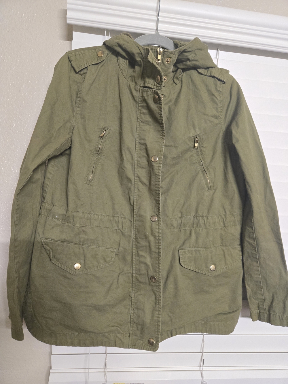 Love Tree Olive Green Utility Jacket with Hood
